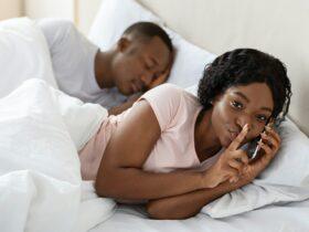 Woman cheating on her husband, talking with lover on phone